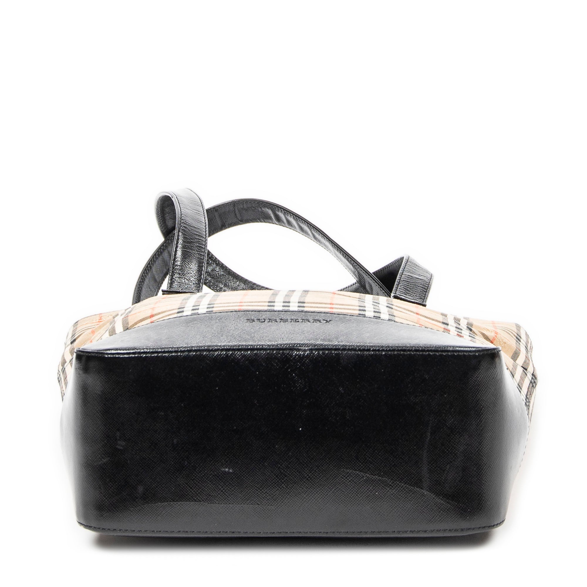 Bolso al Hombro Vertical Tote Lona Haymarket Check Beige