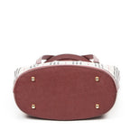 Shoulder Bag Zip Bucket Tote Beige Nova Check Coated Canvas