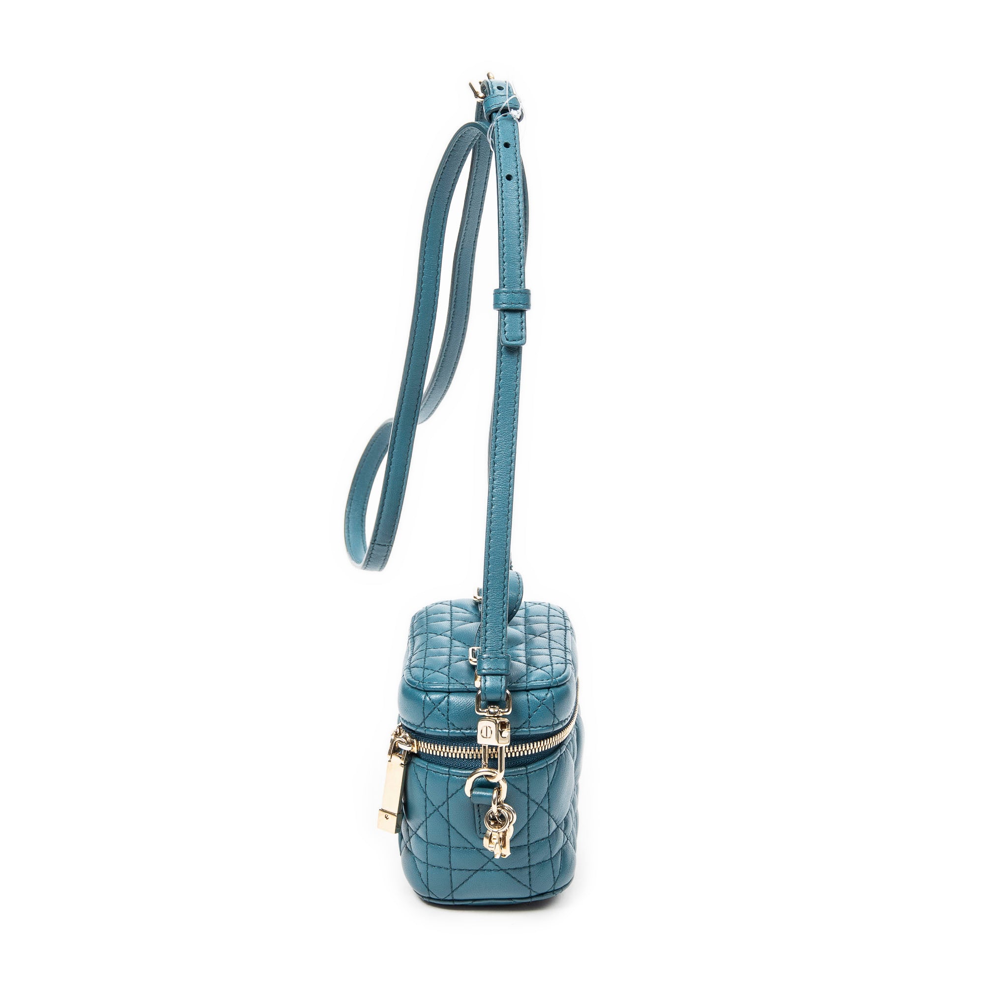 Shoulder Bag Micro Lady Dior Vanity Case Teal Cannage Lambskin Leather