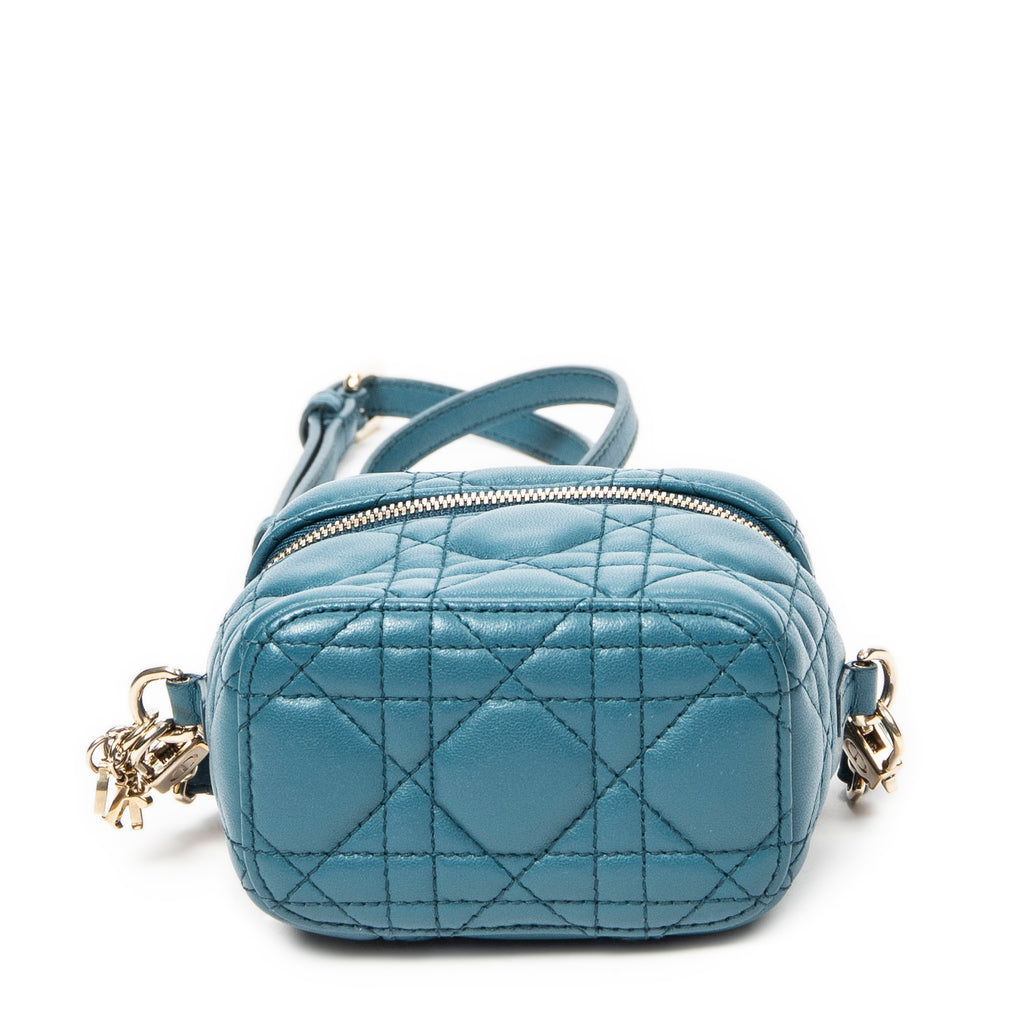 Shoulder Bag Micro Lady Dior Vanity Case Teal Cannage Lambskin Leather