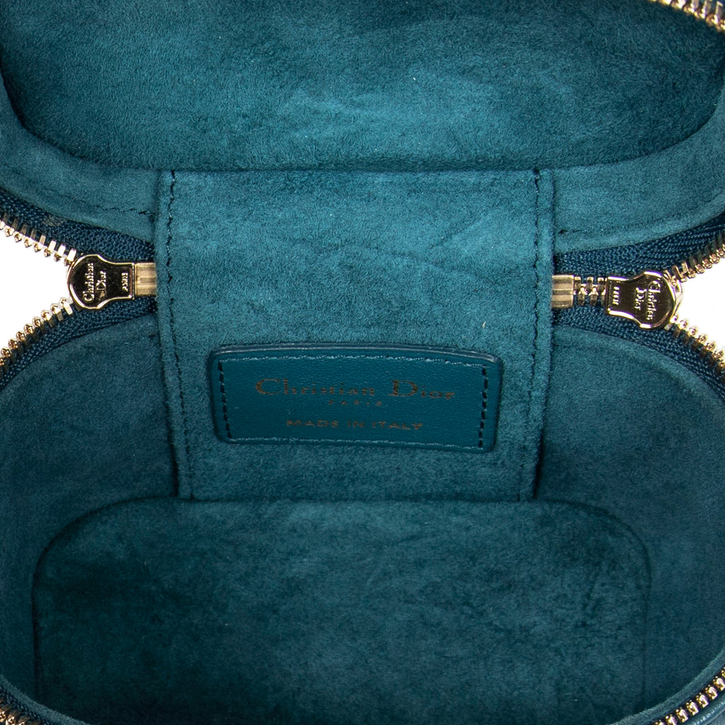 Shoulder Bag Micro Lady Dior Vanity Case Teal Cannage Lambskin Leather