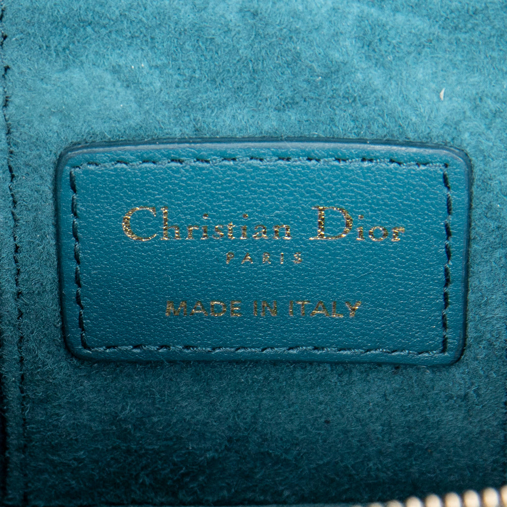 Shoulder Bag Micro Lady Dior Vanity Case Teal Cannage Lambskin Leather
