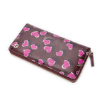 Wallet Heartbeat Zip Around Wallet Burgundy Heart Print Leather