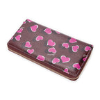 Wallet Heartbeat Zip Around Wallet Burgundy Heart Print Leather