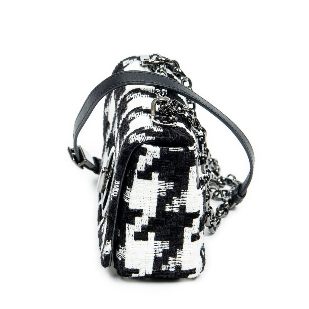 Shoulder Bag Medium Caro Black Tweed Canvas