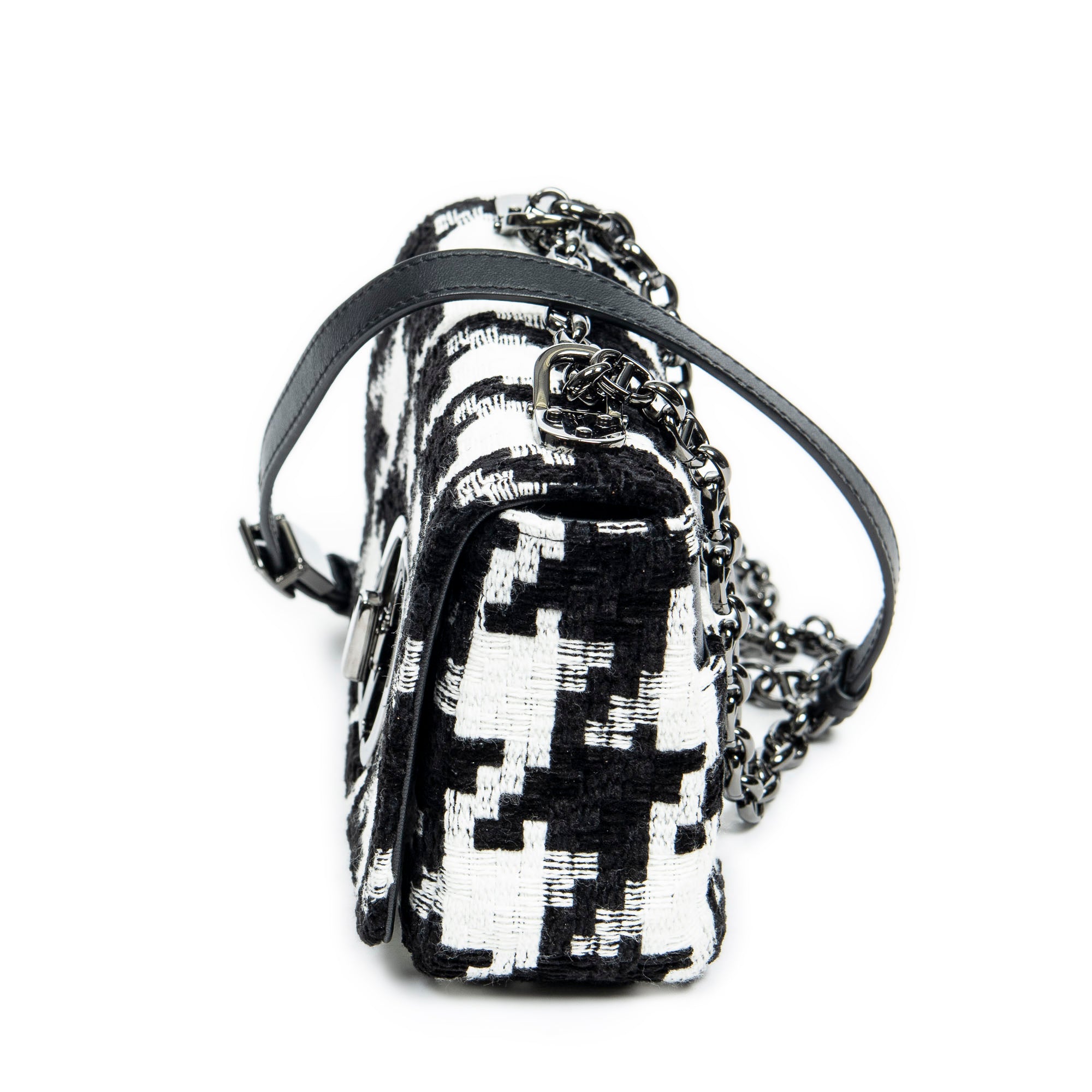 Shoulder Bag Medium Caro Black Tweed Canvas