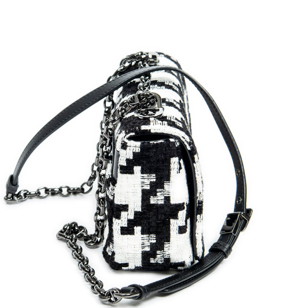 Shoulder Bag Medium Caro Black Tweed Canvas