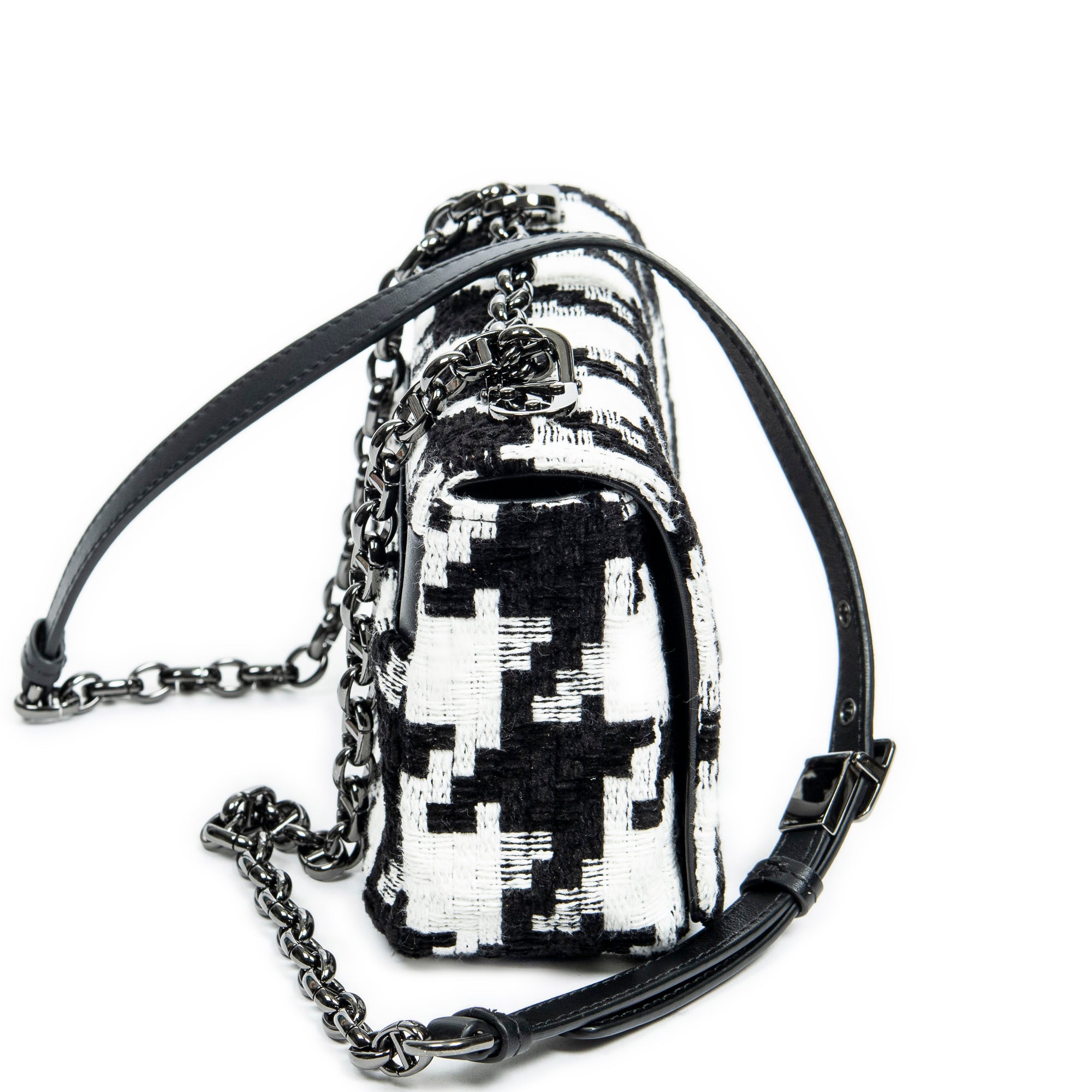 Shoulder Bag Medium Caro Black Tweed Canvas