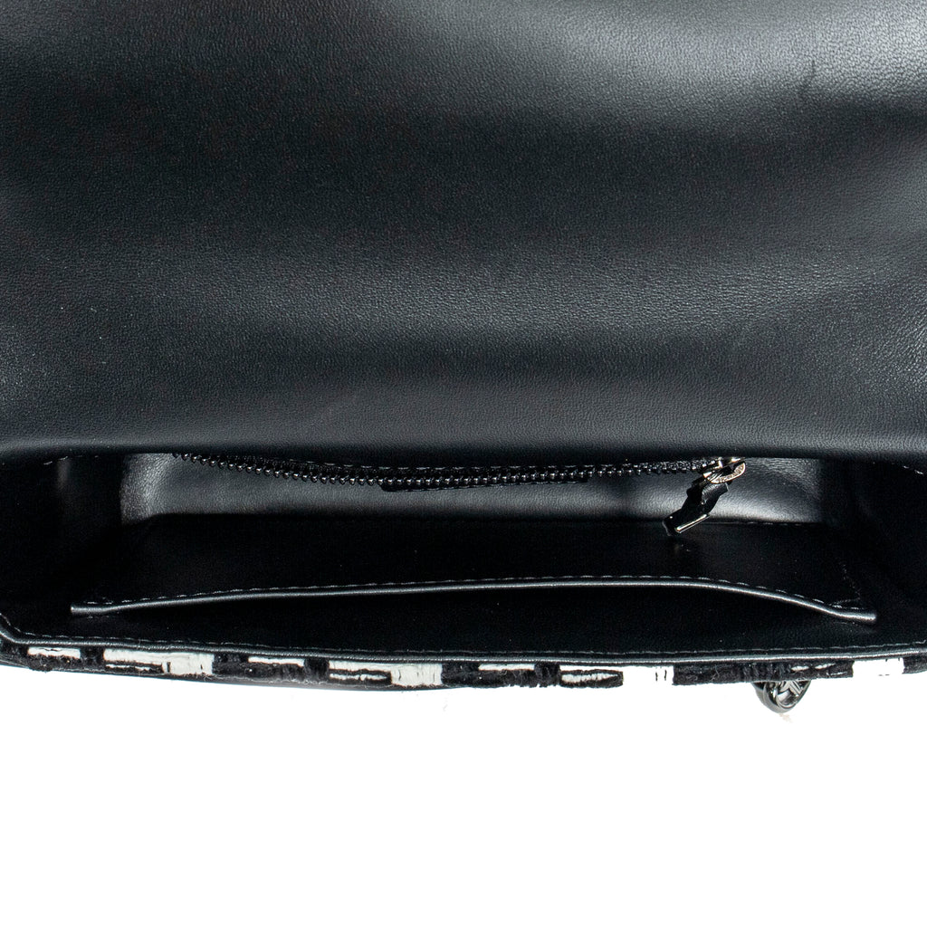 Shoulder Bag Medium Caro Black Tweed Canvas