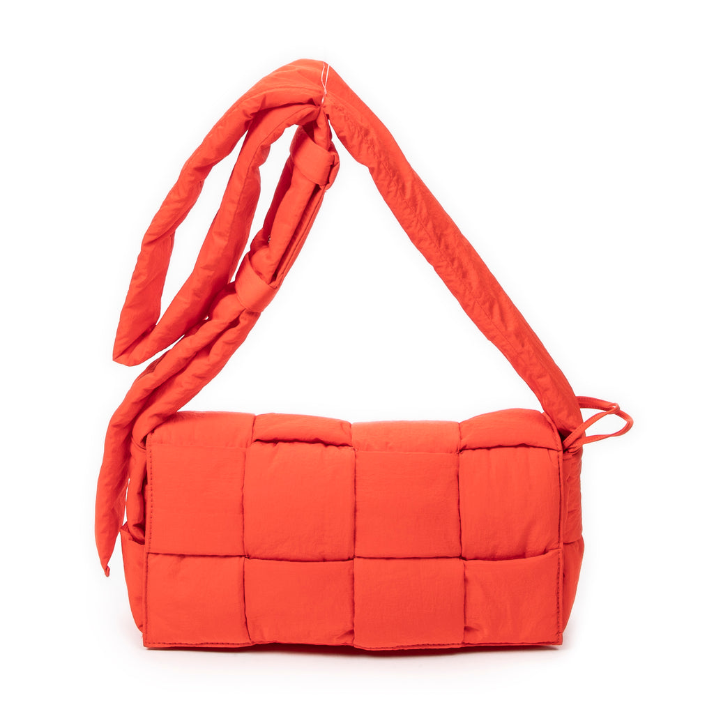 Shoulder Bag Padded Tech Cassette Red Maxi Padded Intreccio Nylon Canvas
