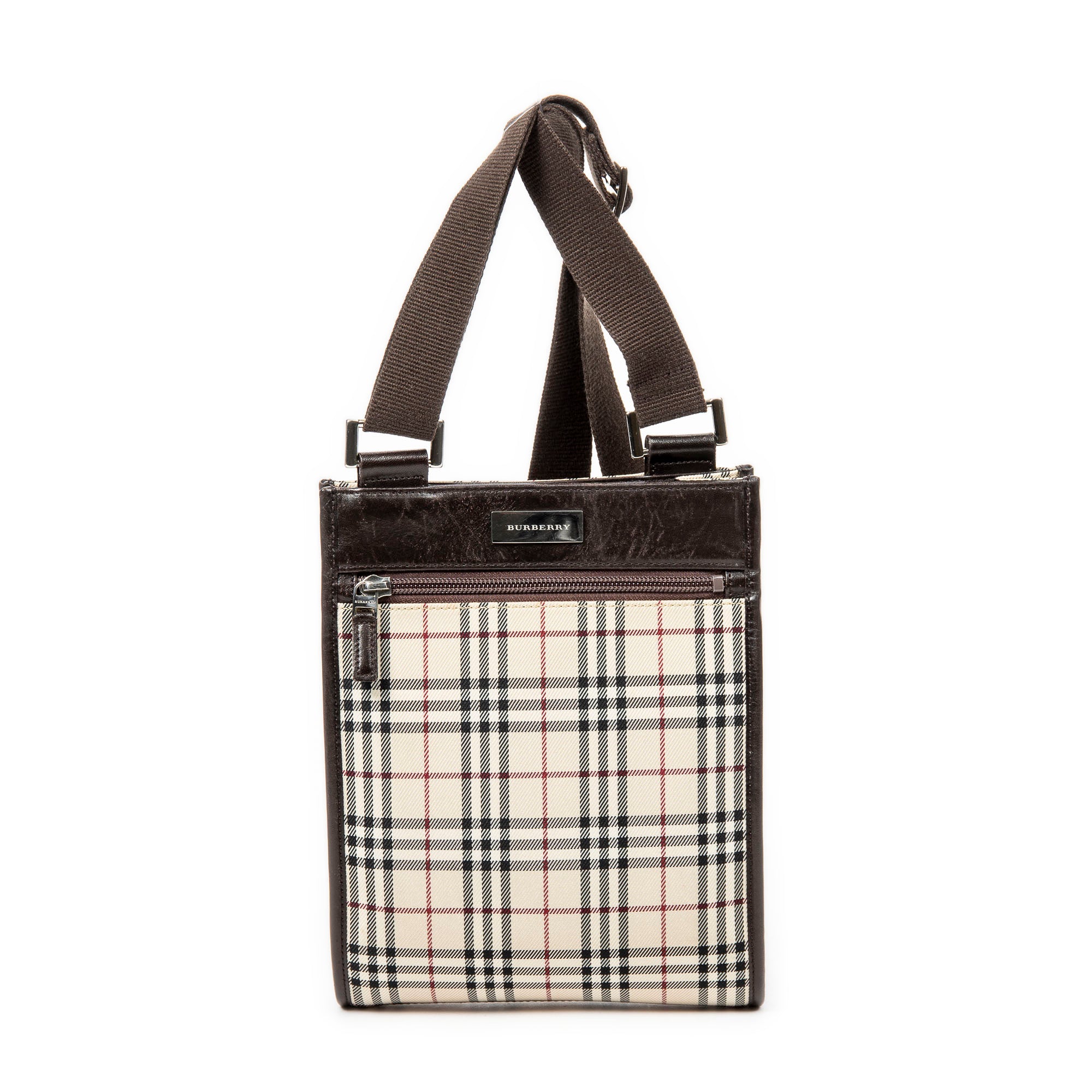 Shoulder Bag Vertical Crossbody Beige Nova Check Canvas