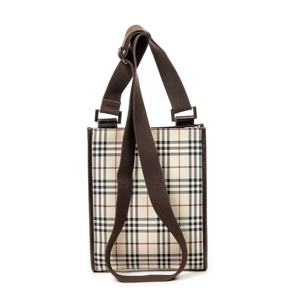 Shoulder Bag Vertical Crossbody Beige Nova Check Canvas