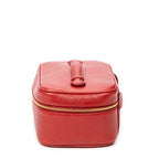 Bolso de mano CC Estuche corto de tocador de cuero de caviar rojo