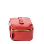 Bolso de mano CC Estuche corto de tocador de cuero de caviar rojo