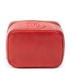 Bolso de mano CC Estuche corto de tocador de cuero de caviar rojo