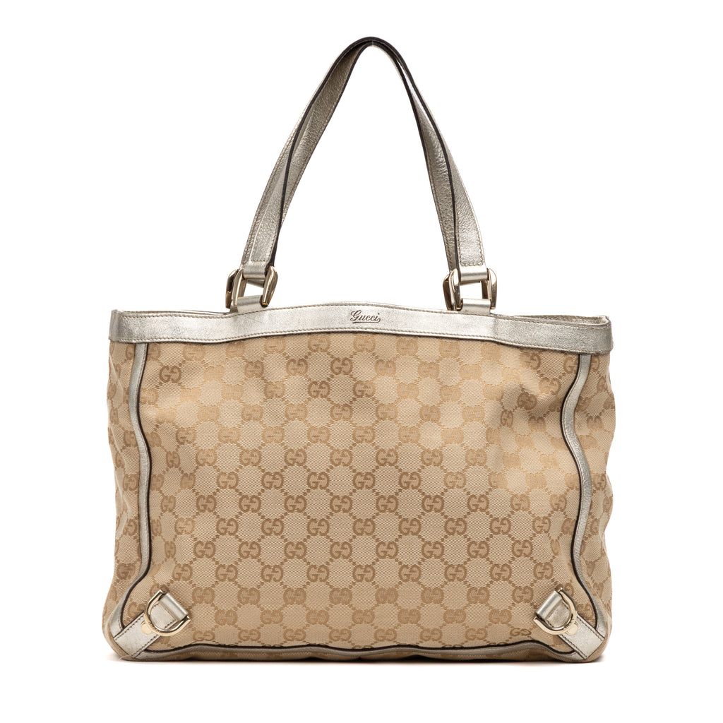 Shoulder Bag Abbey D Ring Tote Beige Monogrammed Canvas