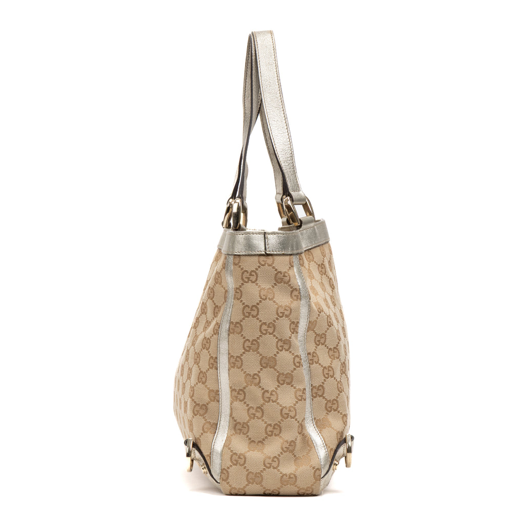 Shoulder Bag Abbey D Ring Tote Beige Monogrammed Canvas