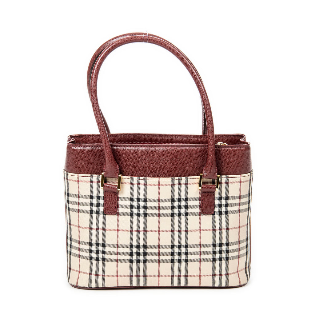 Handbag Mini Square Tote Beige Nova Check Canvas