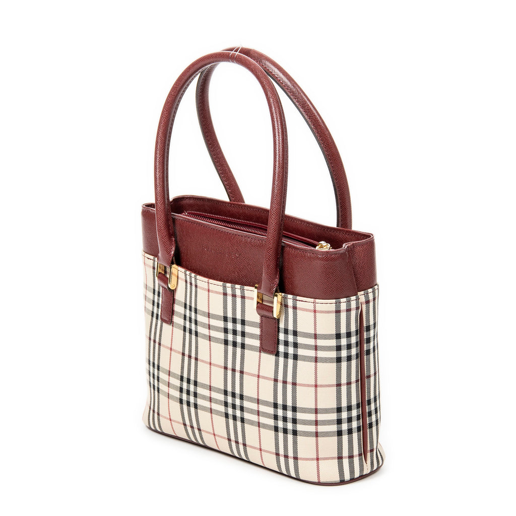 Handbag Mini Square Tote Beige Nova Check Canvas
