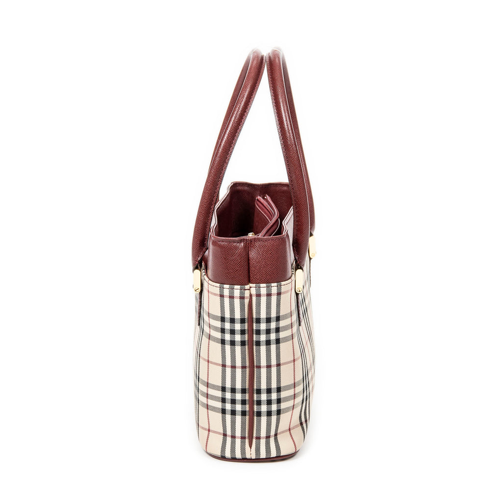Handbag Mini Square Tote Beige Nova Check Canvas