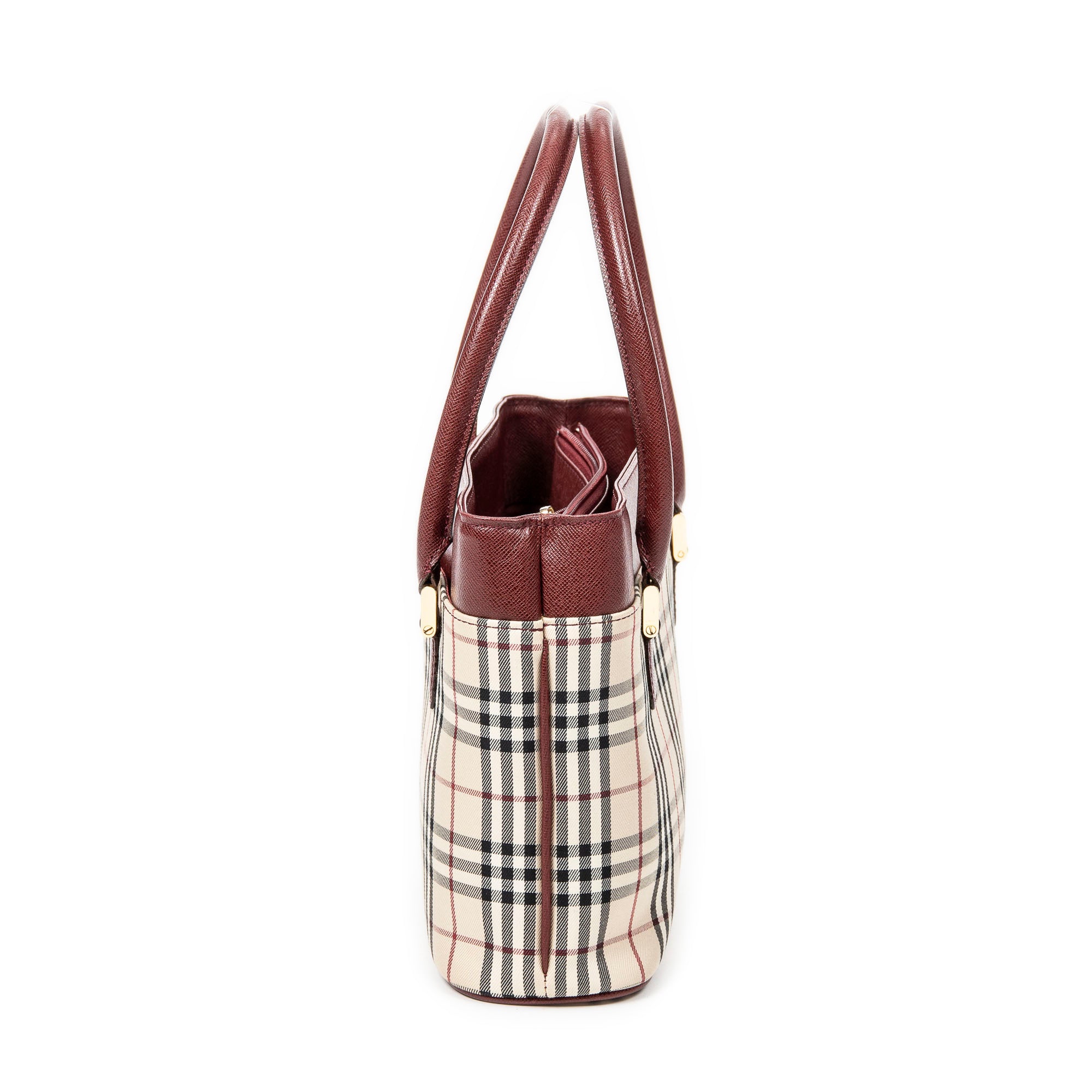 Handbag Mini Square Tote Beige Nova Check Canvas