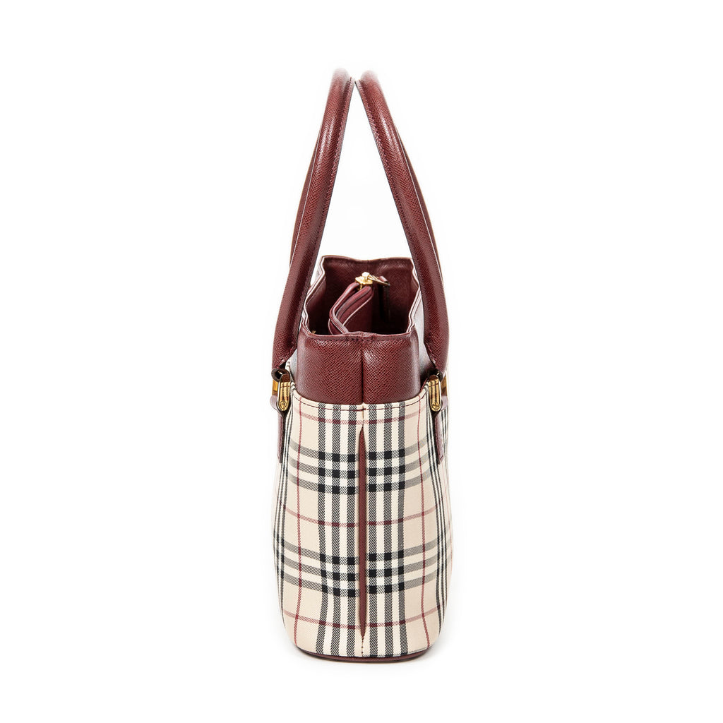 Handbag Mini Square Tote Beige Nova Check Canvas