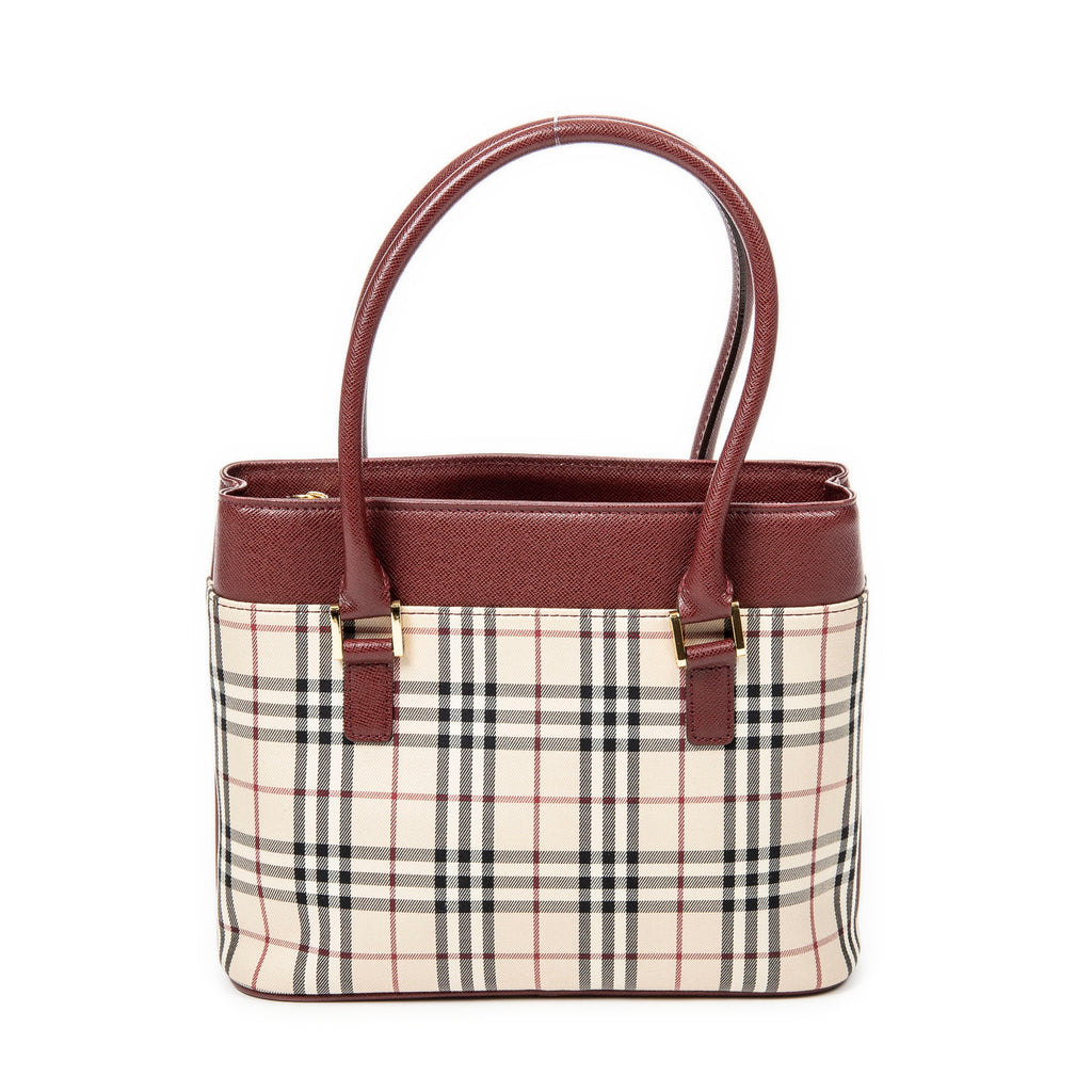 Handbag Mini Square Tote Beige Nova Check Canvas