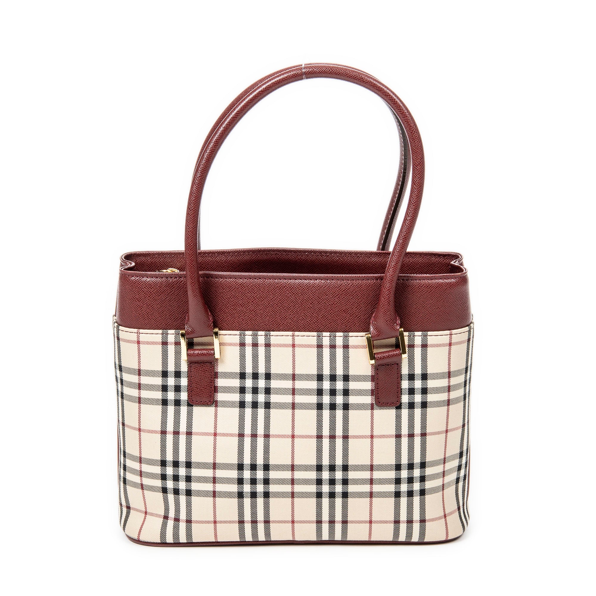 Handbag Mini Square Tote Beige Nova Check Canvas