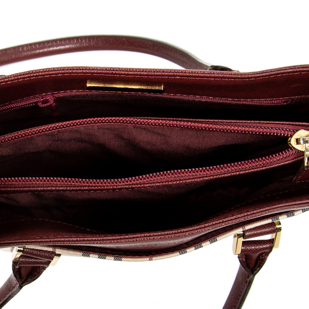 Handbag Mini Square Tote Beige Nova Check Canvas