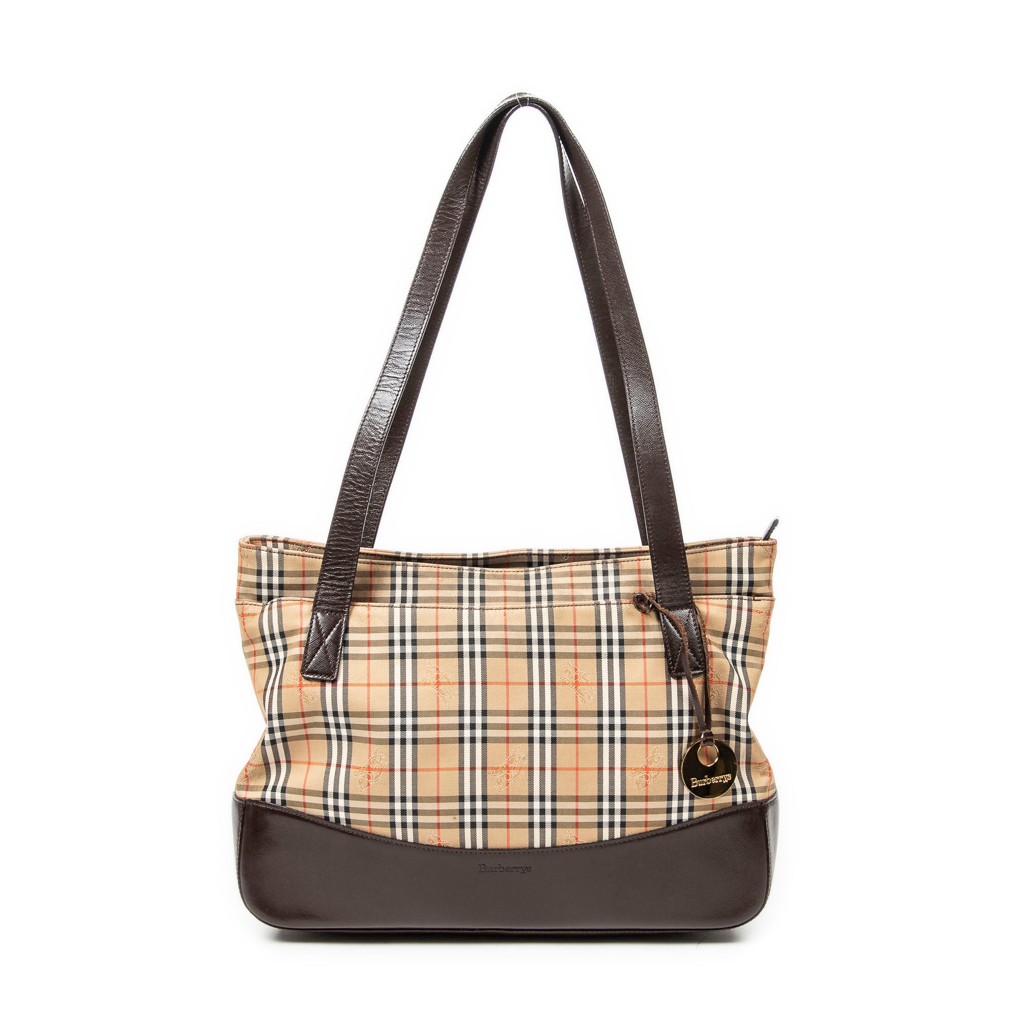 Shoulder Bag Burberrys Medium Zip Tote Beige Haymarket Check Canvas