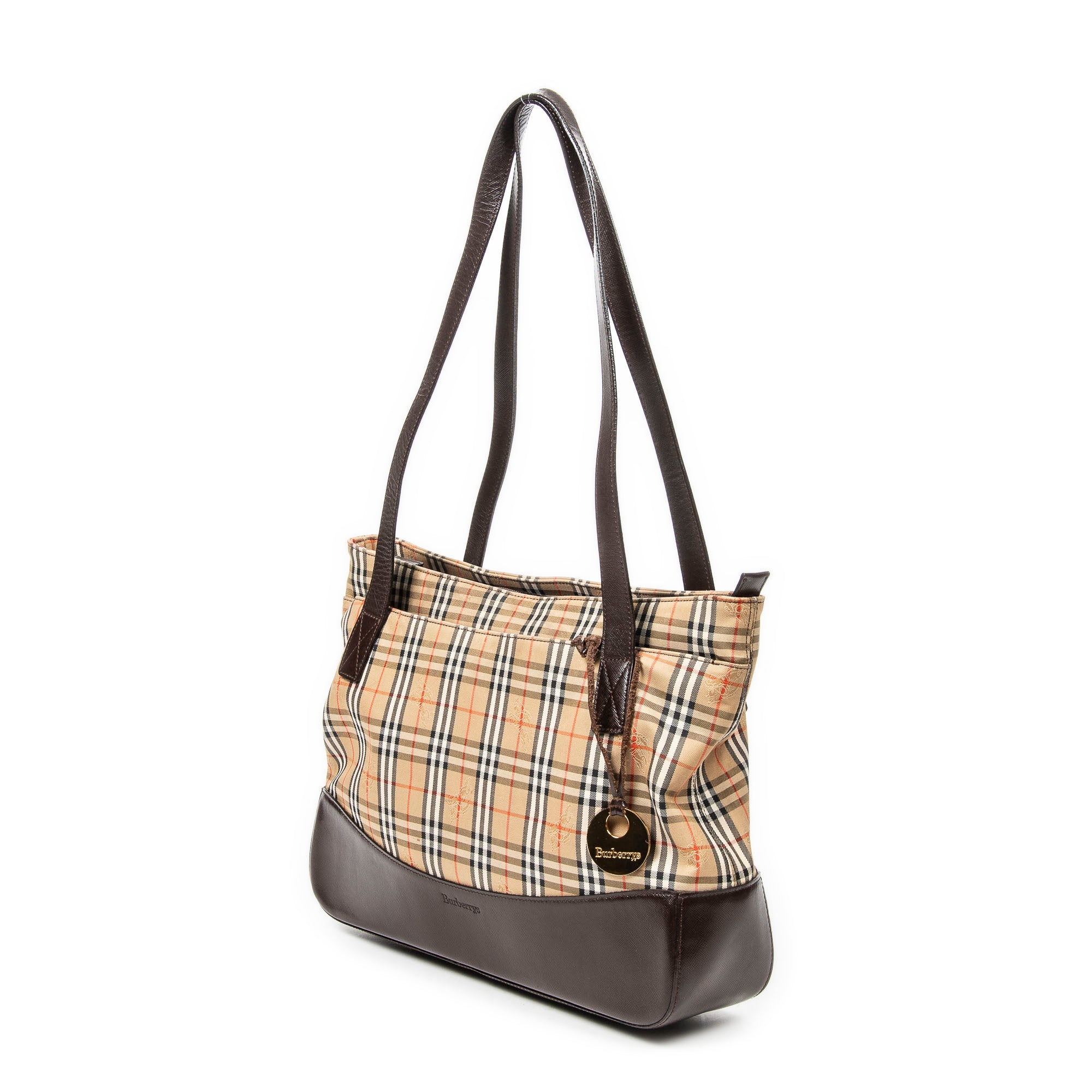 Shoulder Bag Burberrys Medium Zip Tote Beige Haymarket Check