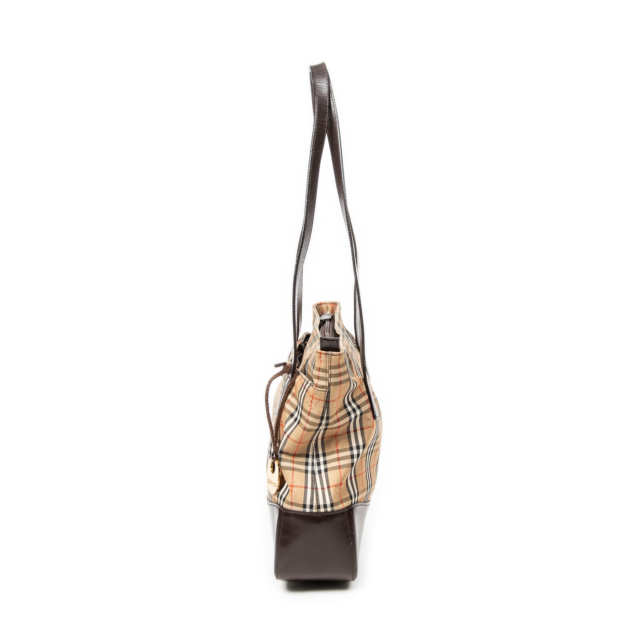 Shoulder Bag Burberrys Medium Zip Tote Beige Haymarket Check Canvas