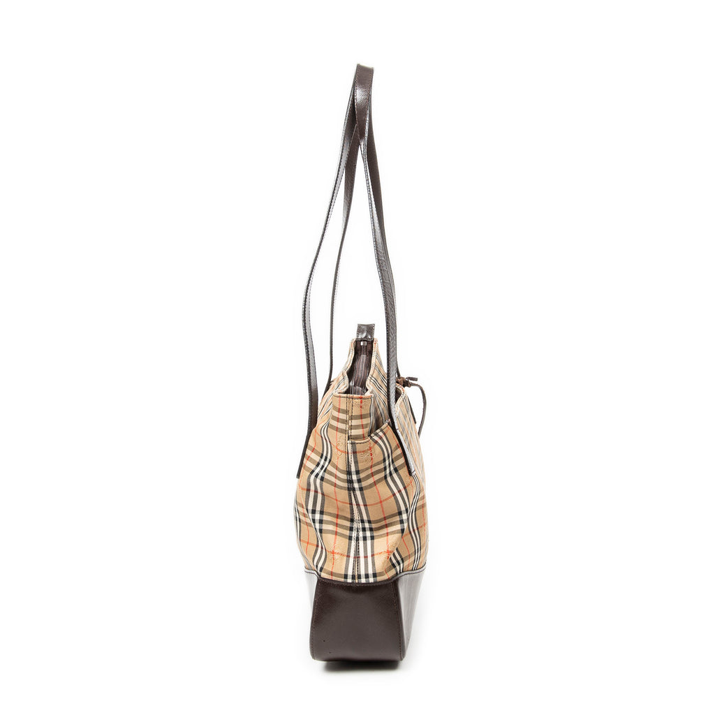 Shoulder Bag Burberrys Medium Zip Tote Beige Haymarket Check Canvas