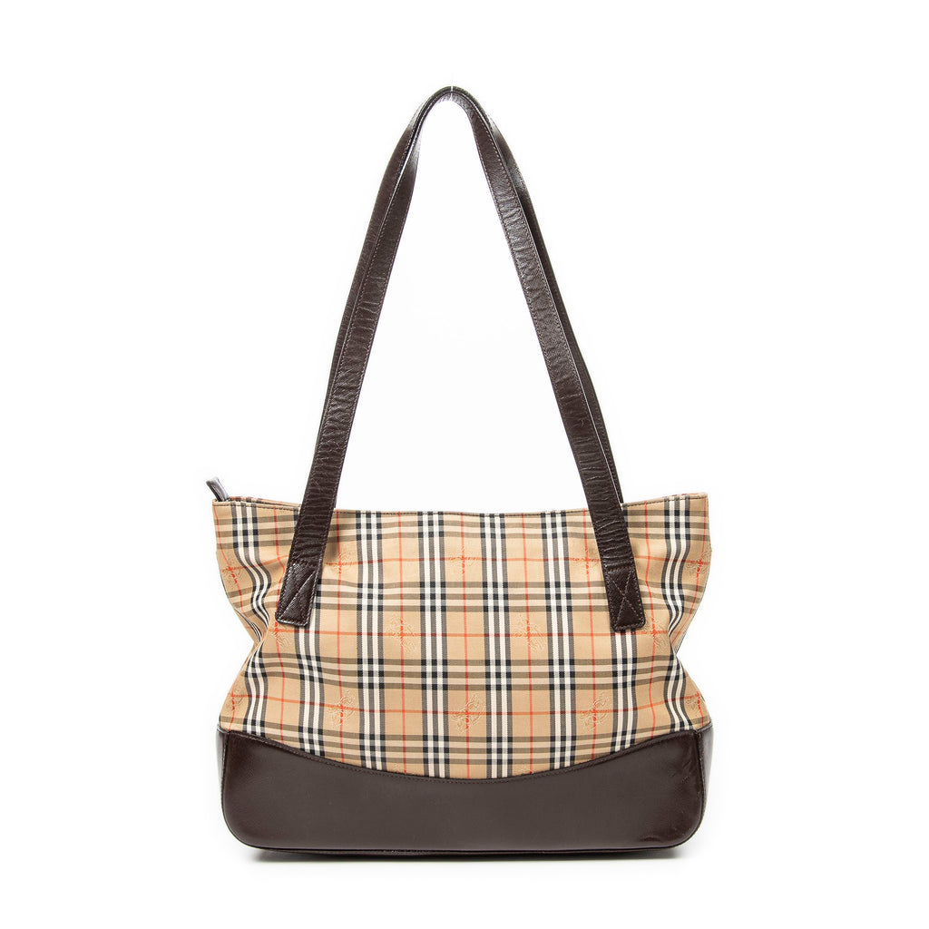 Shoulder Bag Burberrys Medium Zip Tote Beige Haymarket Check Canvas