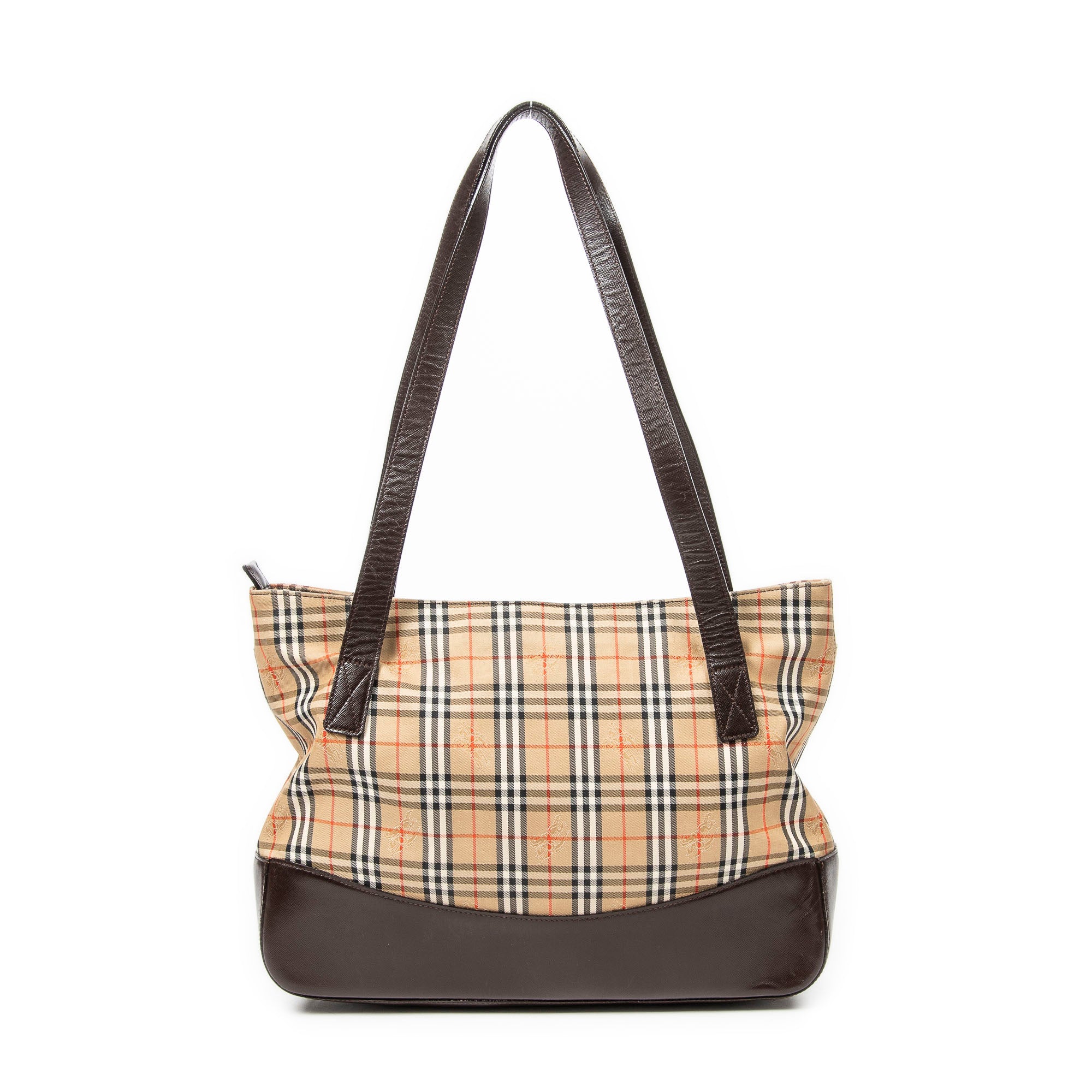 Shoulder Bag Burberrys Medium Zip Tote Beige Haymarket Check Canvas