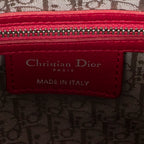 Bolso de hombro grande Lady Dior con cremallera en piel de cordero Cannage fucsia intenso