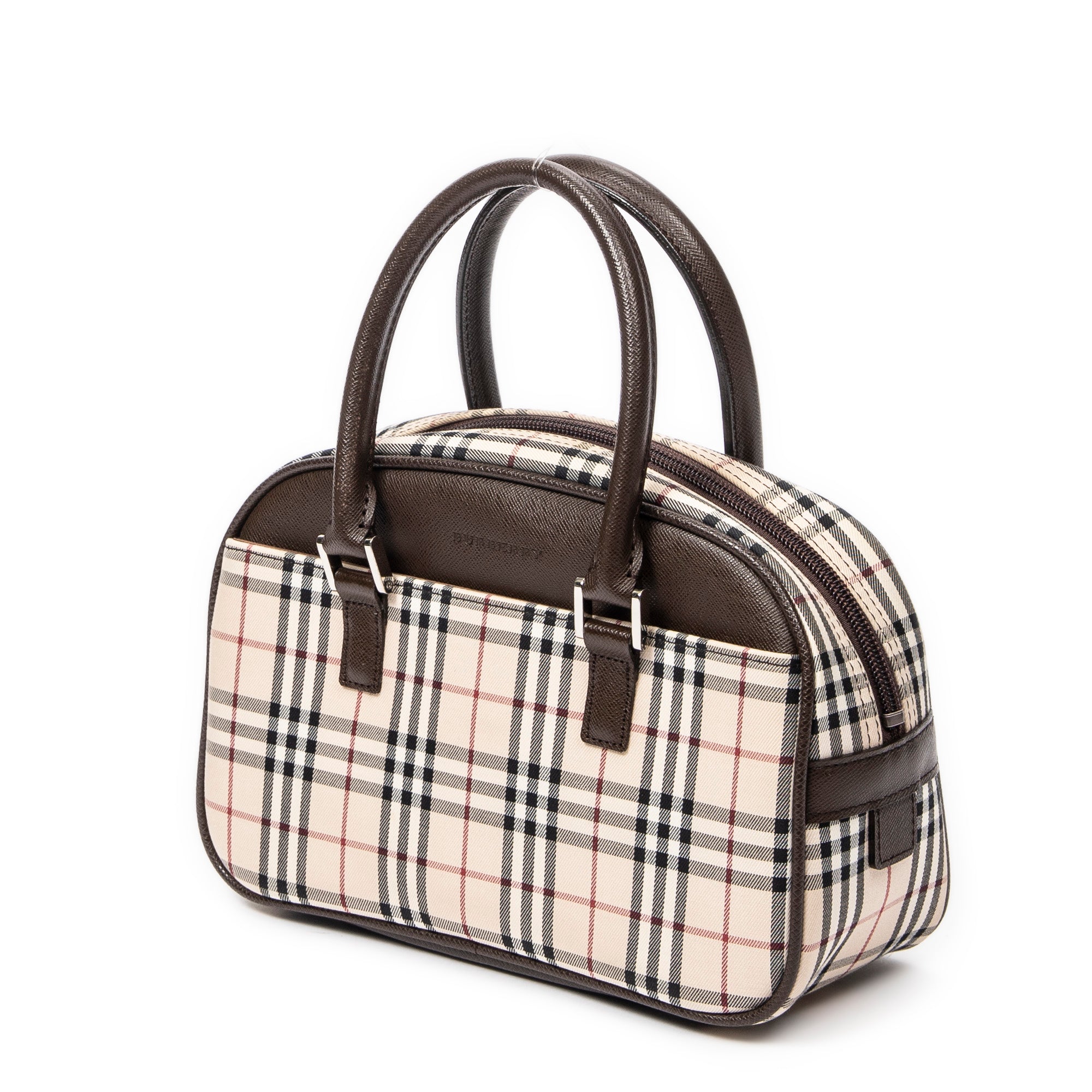 Handbag Small Boston Beige Nova Check Canvas