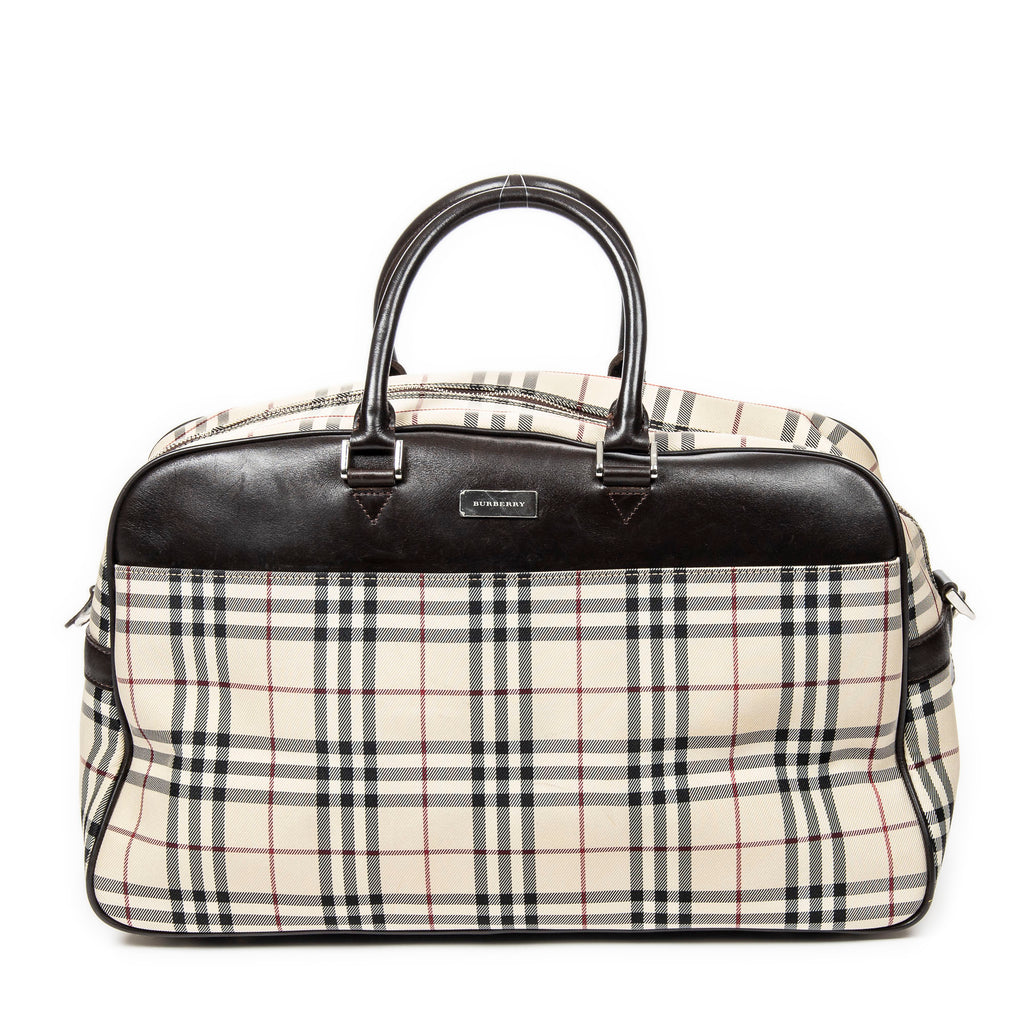 Bolso de hombro de viaje Boston Beige Lona Nova Check