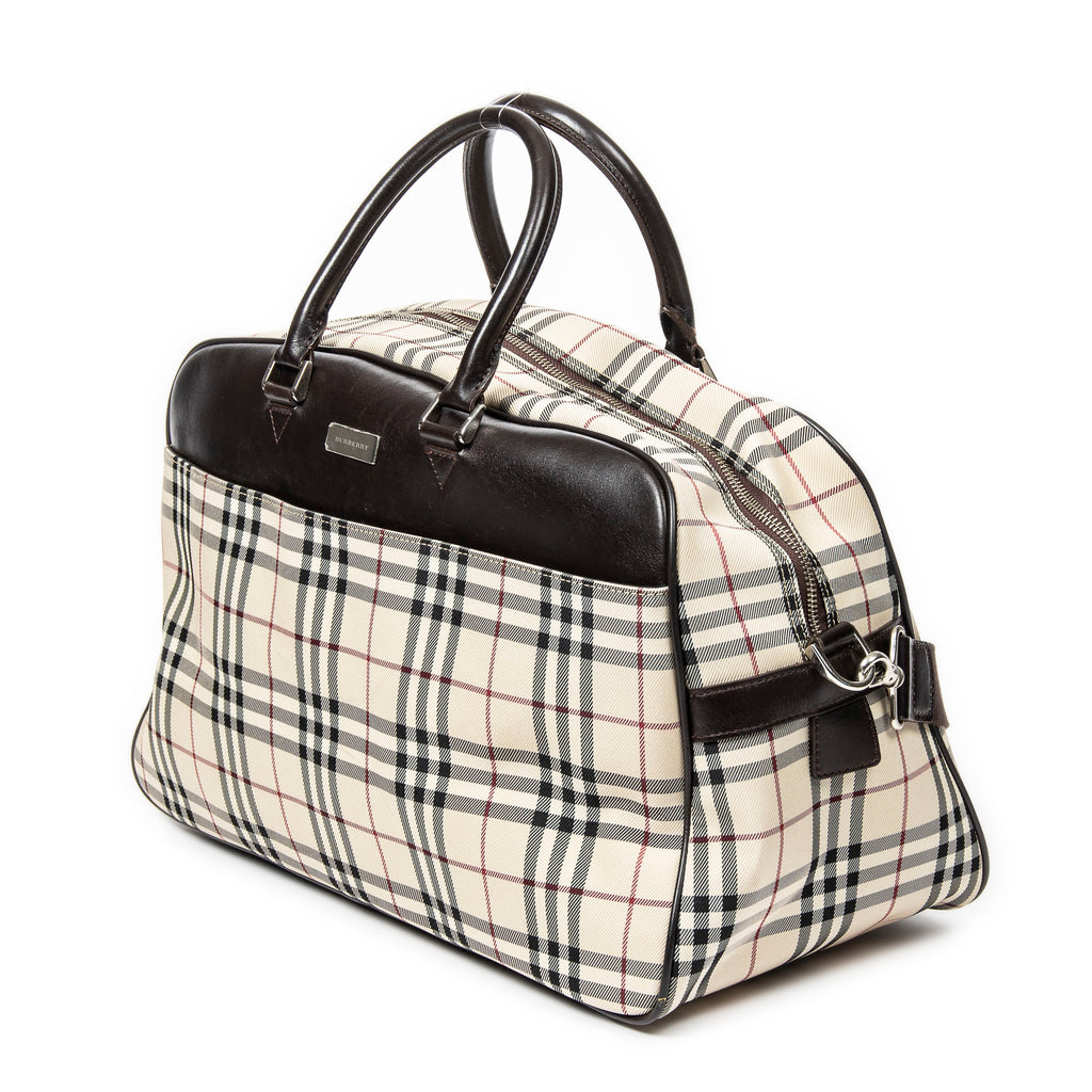 Bolso de hombro de viaje Boston Beige Lona Nova Check