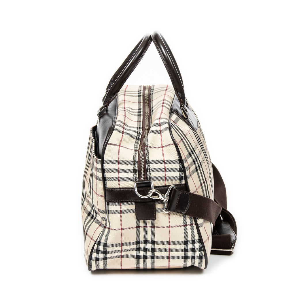 Bolso de hombro de viaje Boston Beige Lona Nova Check