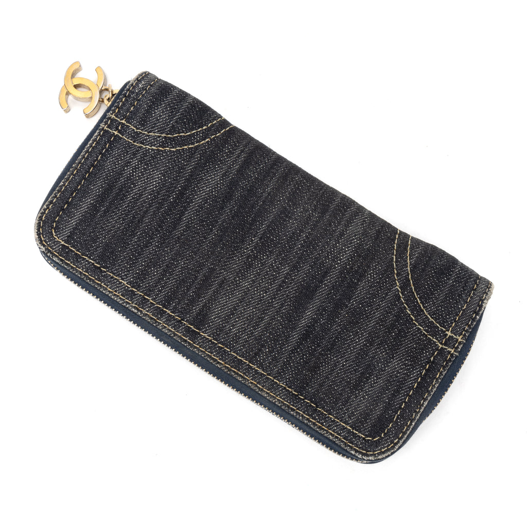 Wallet CC Zip Around Wallet Denim Blue Denim Canvas