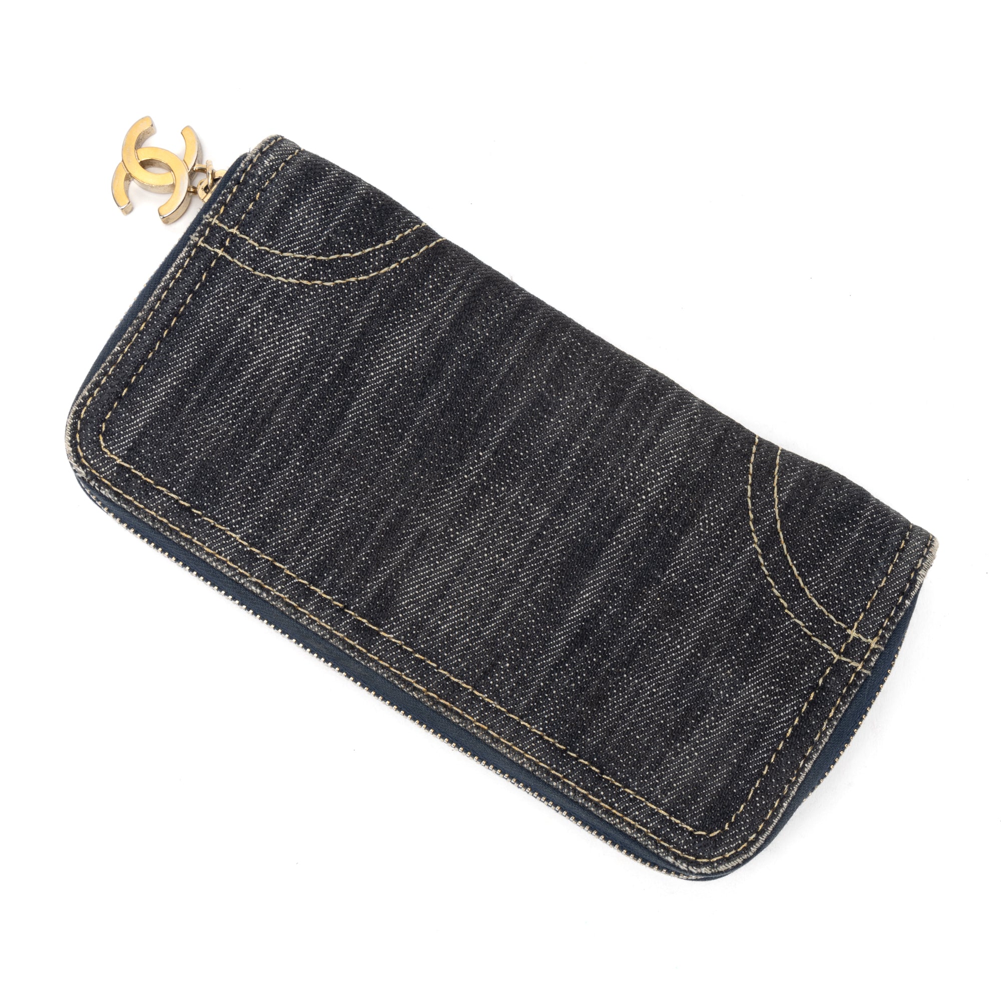 Wallet CC Zip Around Wallet Denim Blue Denim Canvas