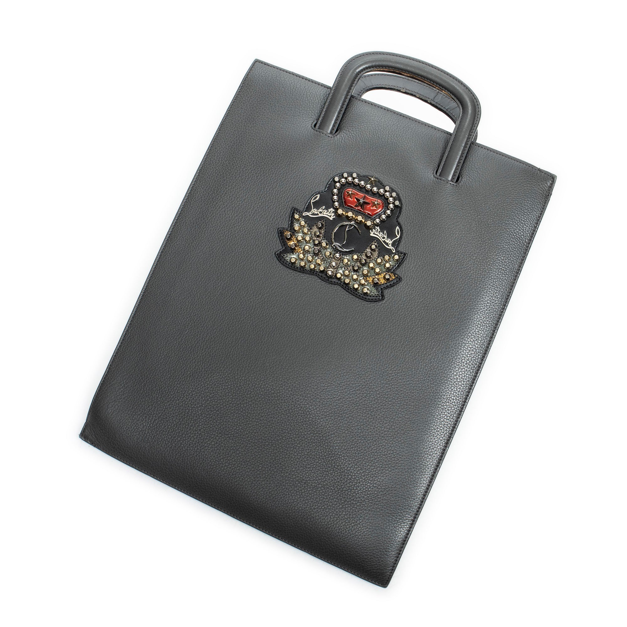 Shoulder Bag Large Trictrac Portfolio Grey Grained Leather