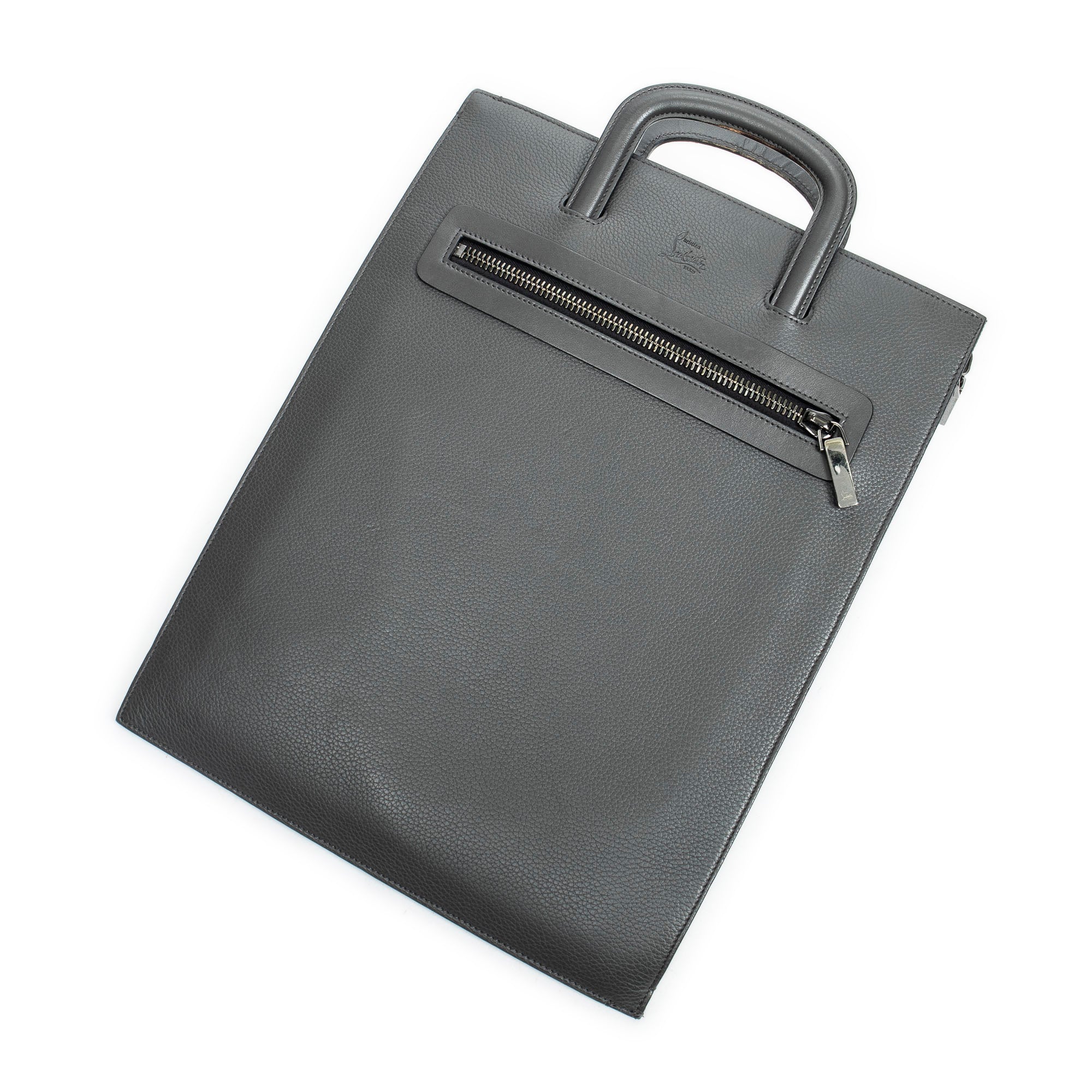 Shoulder Bag Large Trictrac Portfolio Grey Grained Leather