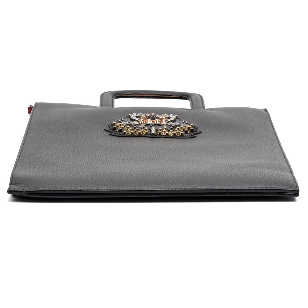 Shoulder Bag Large Trictrac Portfolio Grey Grained Leather