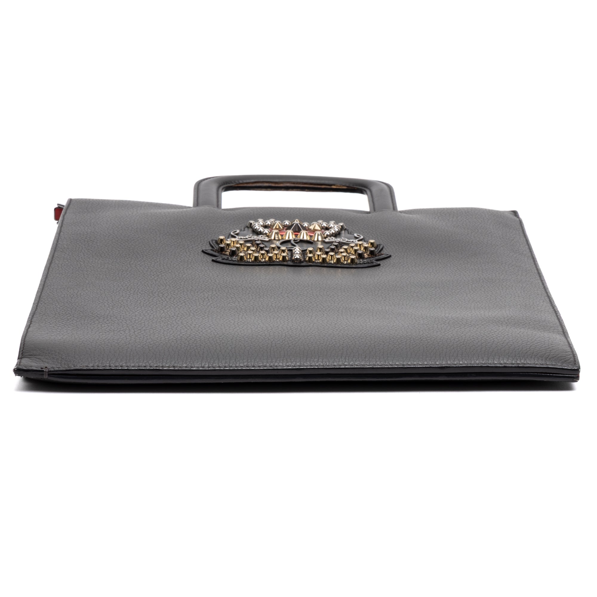Shoulder Bag Large Trictrac Portfolio Grey Grained Leather