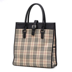 Shoulder Bag Slip Pocket Vertical Tote Beige Nova Check Canvas