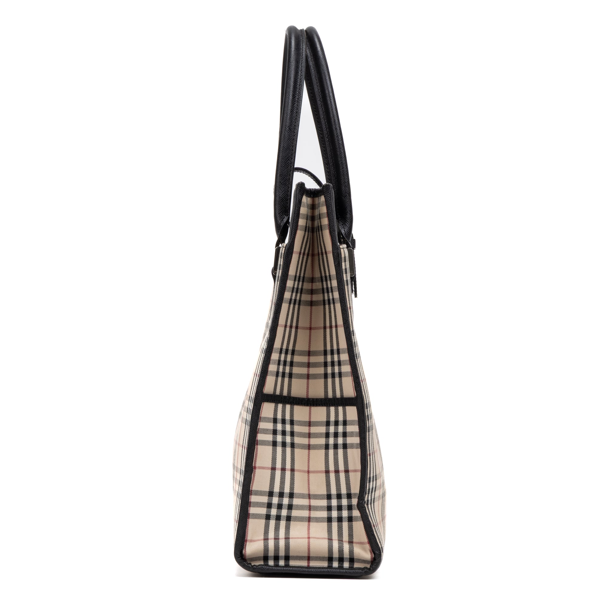 Shoulder Bag Slip Pocket Vertical Tote Beige Nova Check Canvas