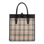 Shoulder Bag Slip Pocket Vertical Tote Beige Nova Check Canvas