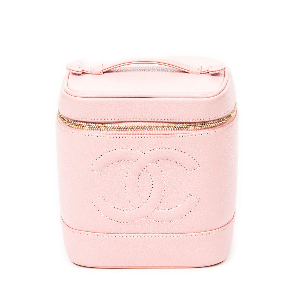 Bolso Neceser Alto Piel Caviar Rosa